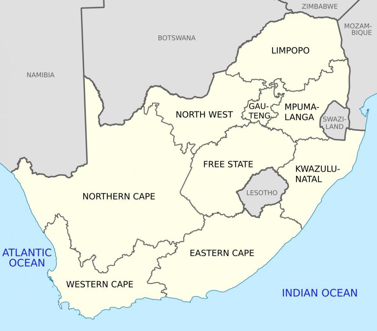 Mappa dello stato del Sudafrica