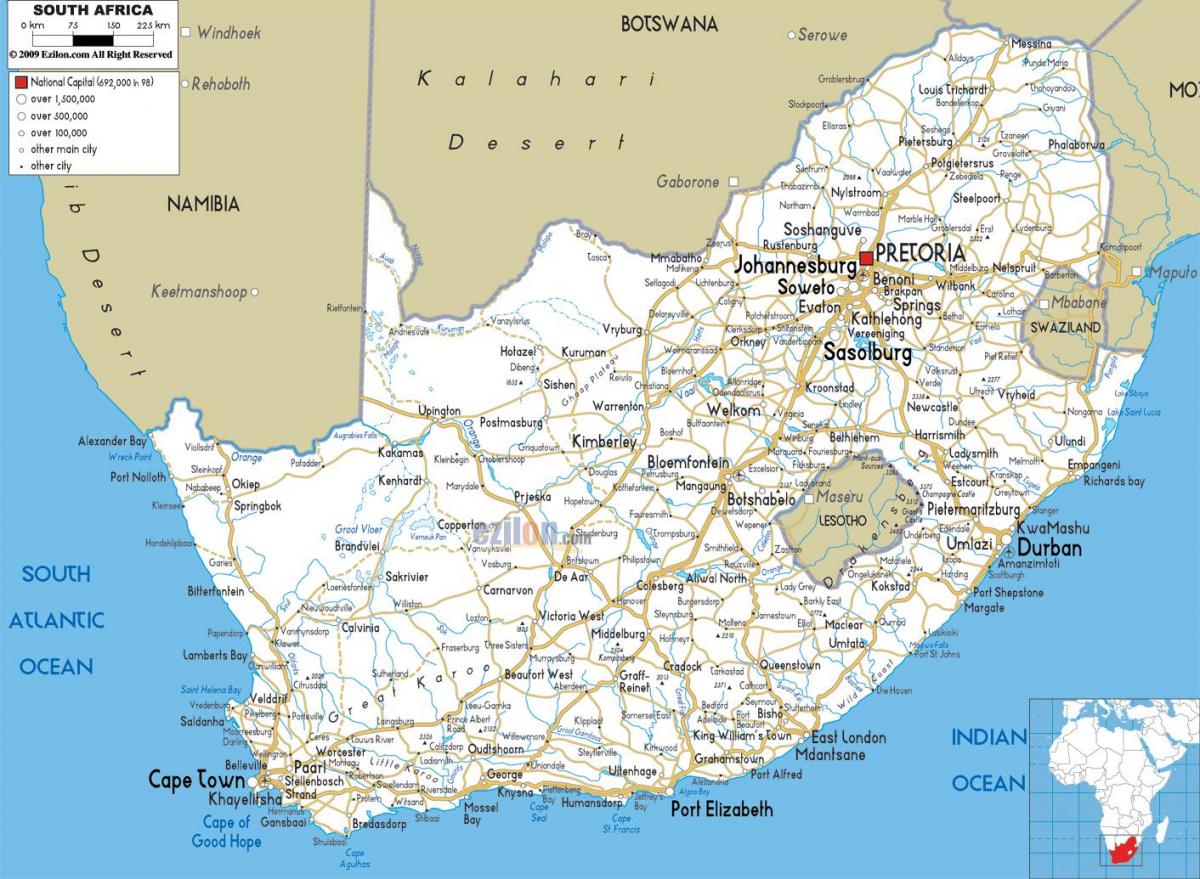 Mappa della città del Sudafrica