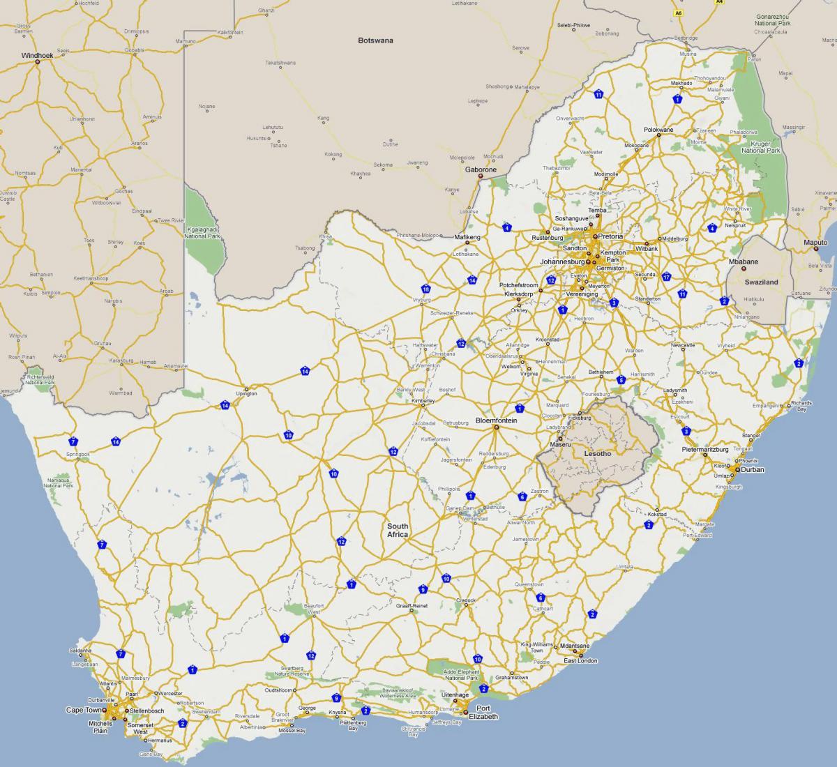 Mappa delle autostrade del Sudafrica
