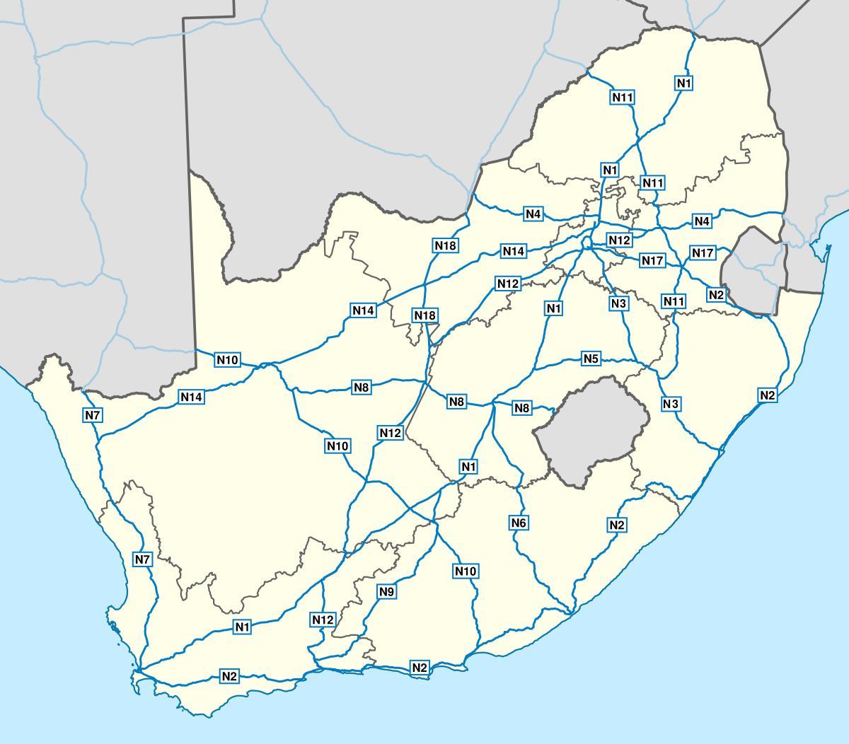 Mappa stradale del Sudafrica